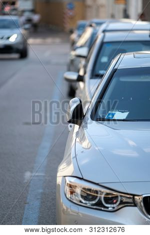 Rovigo, Italy - July, 11, 2019: cars on a parking in Rovigo, Italy