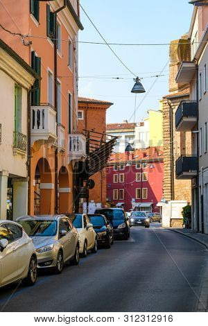 Rovigo, Italy - July, 11, 2019: cars on a parking in Rovigo, Italy