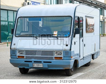 Rovigo, Italy - July, 11, 2019: trailer on a parking in Rovigo, Italy