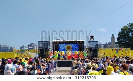 Yokohama, Japan - August 09, 2017: Pikachu Outbreak! 2017. A Real-world Event Organized By The Pokém
