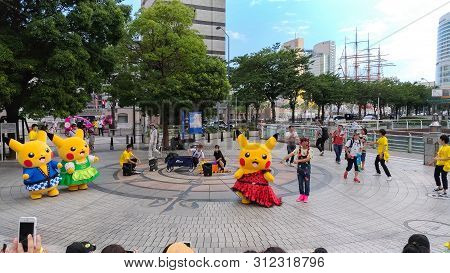 Yokohama, Japan - August 09, 2017: Pikachu Outbreak! 2017. A Real-world Event Organized By The Pokém