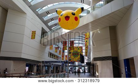 Yokohama, Japan - August 09, 2017: Pikachu Outbreak! 2017. A Real-world Event Organized By The Pokém
