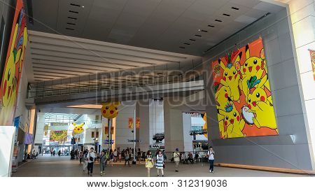 Yokohama, Japan - August 09, 2017: Pikachu Outbreak! 2017. A Real-world Event Organized By The Pokém
