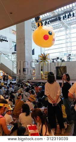 Yokohama, Japan - August 09, 2017: Pikachu Outbreak! 2017. A Real-world Event Organized By The Pokém