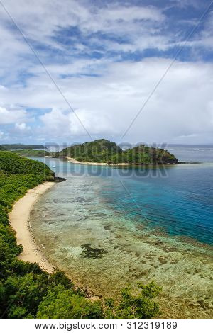 View Of Drawaqa Island Coastline And Nanuya Balavu Island, Yasawa Islands, Fiji. This Archipelago Co