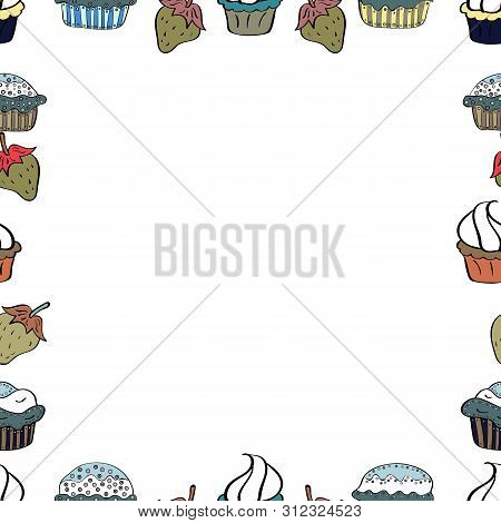 Frame Doodle. Illustration In Black, White And Neutral Colors. Seamless Pattern. Vector Element Temp