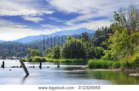 Scenic landscape of Whatcom lake in Washington state