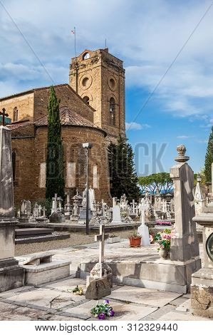 Florence, Italy - April, 2018: Cemetery Of The Holy Door A Monumental Cemetery  Located Within The F