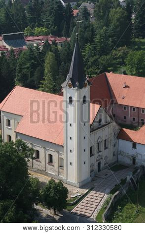 SAMOBOR, CROATIA - JUNE 19, 2011: Church of the Assumption of the Virgin Mary and Franciscan Monastery in Samobor, Croatia