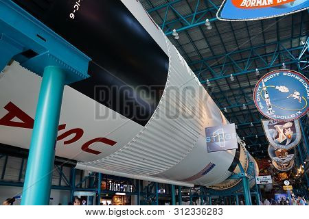 Cape Canaveral, Fl/united States - 02/13/18:saturn V Rocket At Kennedy Space Center Along Side All T