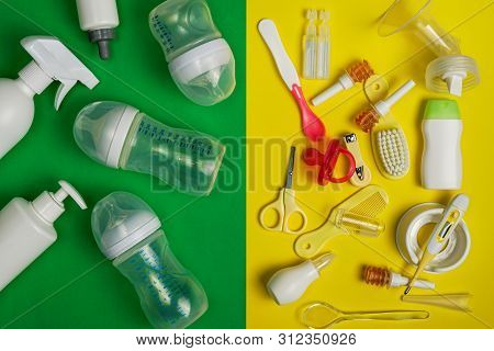 Composition Of Newborn Healthcare Kit And Baby Care Essentials