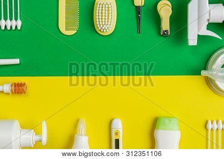 Pediatric Micro Enemas On Green And Yellow Background