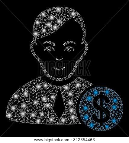 Flare Mesh Commercial Loyer With Glow Effect. Abstract Illuminated Model Of Commercial Loyer Icon. S