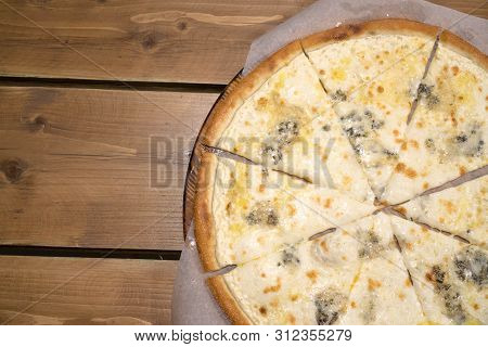Four Cheese Pizza Quattro Fromaggi, Close Up.