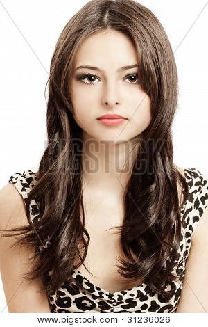 Teen Girl Beautiful Cheerful Enjoying Isolated On White Background