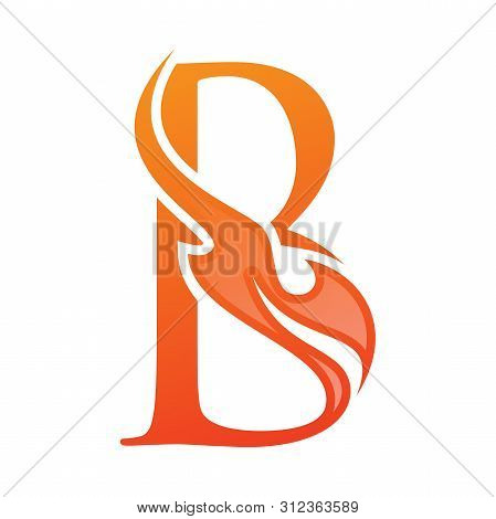 Letter B Fire Life Vector Icon In Abstract Style. Fire Icon Isolated On White Background. Vector Ill