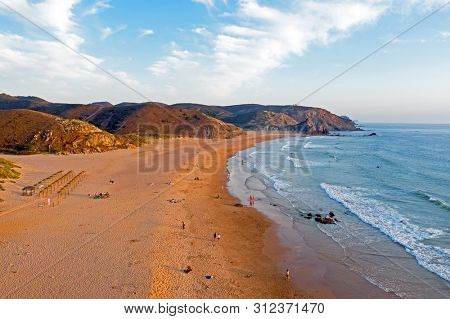 Praia do Amado at the west coast in Portugal at sunset