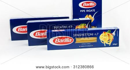 Prague, Czech Republic- July 1, 2019. Barilla is an Italian food company was founded as a bakery shop in Parma, Italy by Pietro Barilla