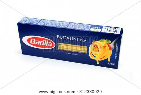 Prague, Czech Republic- July 1, 2019. Barilla is an Italian food company was founded as a bakery shop in Parma, Italy by Pietro Barilla