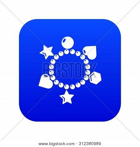 Charm Bracelet Icon Blue Isolated On White Background