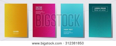 Minimalistic Covers Linear Design. Geometric Lines Patterns With Edges, Angles. Halftone Backgrounds