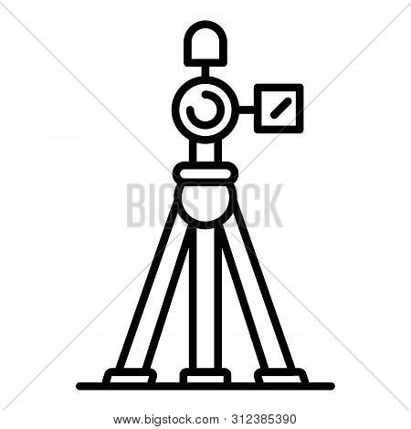 Video Camera On Tripod Icon. Outline Video Camera On Tripod Icon For Web Design Isolated On White Ba