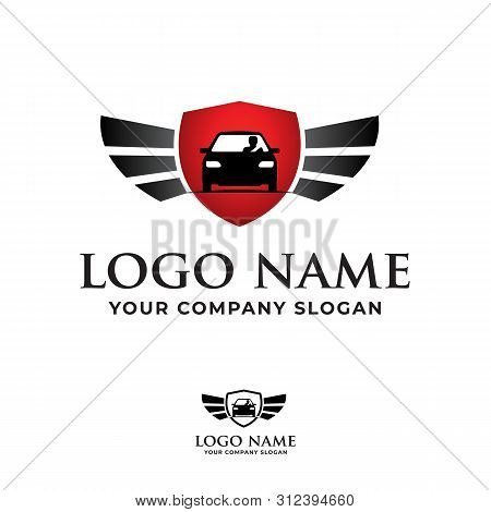Safety Driving Course, Driver Training School, Sale Car With Shield And Wing Logo.