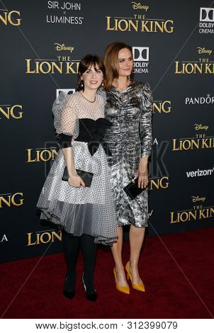 Zooey Deschanel and Emily Deschanel at the World premiere of 'The Lion King' held at the Dolby Theatre in Hollywood, USA on July 9, 2019.
