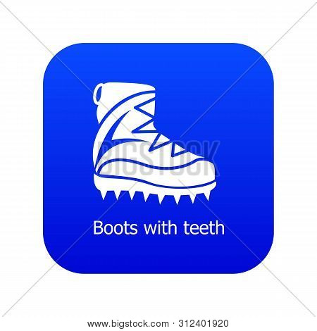 Mountaineer Shoes Icon Blue Isolated On White Background