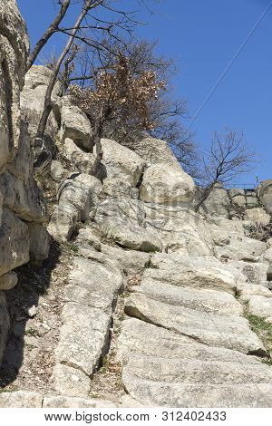 Perperikon, Bulgaria - March 17, 2019: Ruins Of Ancient Sanctuary City Of Perperikon, Kardzhali Regi