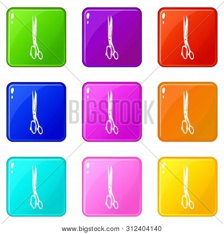 Big Medical Scissors Icons Set 9 Color Collection Isolated On White For Any Design