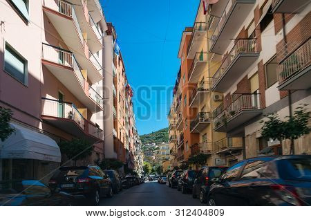 Porto Santo Stefano, Italy - September 22, 2013: Driving In Porto Santo Stefano Coastal Town. Summer