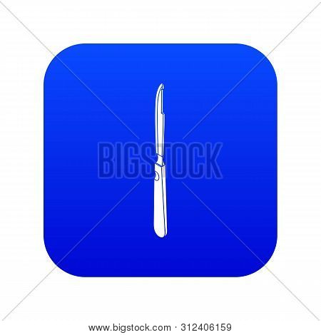 Medical Scalpel Icon Blue Isolated On White Background