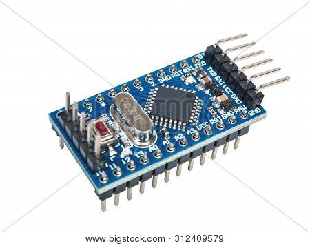 Arduino Pro-mini Microcontroller For Researches And Diy Devices Development Isolated On White Backgr