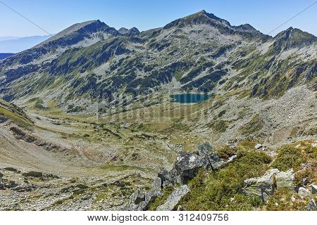Amazing Landscape Of Kamenitsa Peak And Mitrovo Lake From Dzhano Peak, Pirin Mountain, Bulgaria
