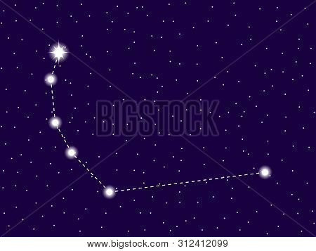 Corona Australis Constellation. Starry Night Sky. Zodiac Sign. Cluster Of Stars And Galaxies. Deep S
