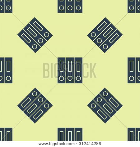 Blue Office Folders With Papers And Documents Icon Isolated Seamless Pattern On White Background. Of