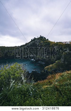 North Coast Landscape Over Capelas Town On Sao Miguel Island, Azores Archipelago, Portugal. Miradour