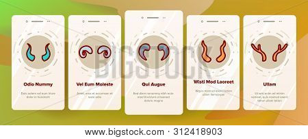 Animal, Devil Horns Onboarding Mobile App Page Screen. Bull, Goat, Moose, Wild Mammals Horns Outline