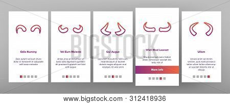 Animal, Devil Horns Onboarding Mobile App Page Screen. Bull, Goat, Moose, Wild Mammals Horns Outline