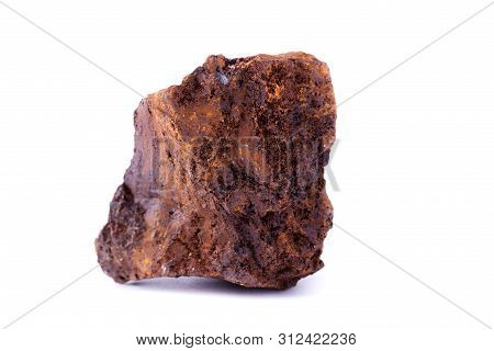 Macro Mineral Siderite Stone On A White Background