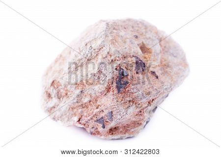 Macro Stone Mineral Magnetite On A White Background