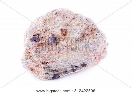 Macro Stone Mineral Magnetite On A White Background