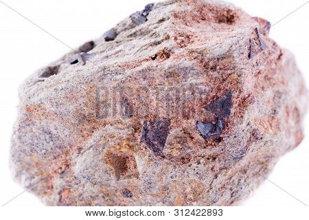 Macro Stone Mineral Magnetite On A White Background