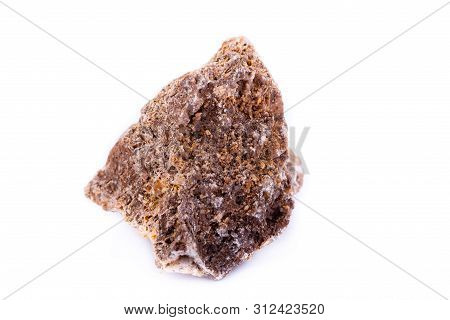 Macro Mineral Stone Wulfenite On A White Background