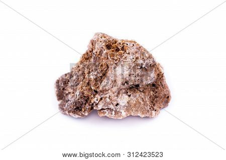 Macro Mineral Stone Wulfenite On A White Background