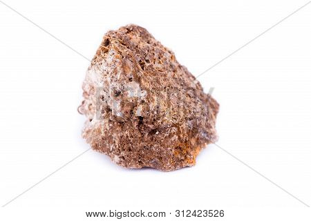 Macro Mineral Stone Wulfenite On A White Background
