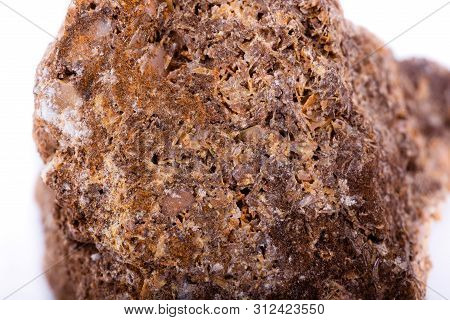 Macro Mineral Stone Wulfenite On A White Background