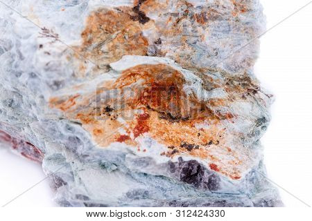 Macro Mineral Stone Copper On White Background