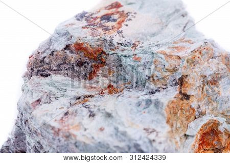 Macro Mineral Stone Copper On White Background